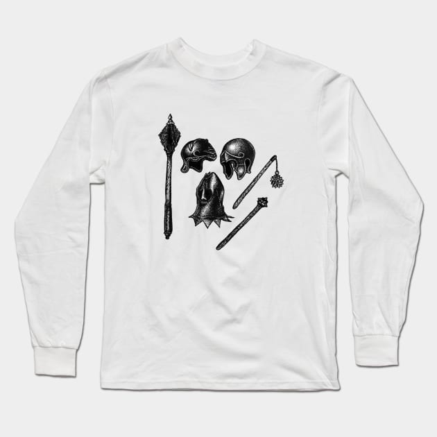 Medieval Weapons + Logo Long Sleeve T-Shirt by pain_gate